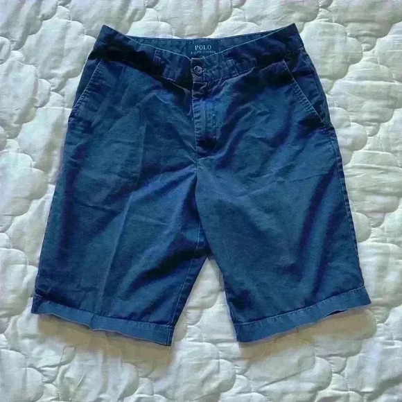 Polo Ralph Lauren Boys’ Classic Chino Shorts Solid  Navy Blue Size 14 youth - Picture 1 of 9